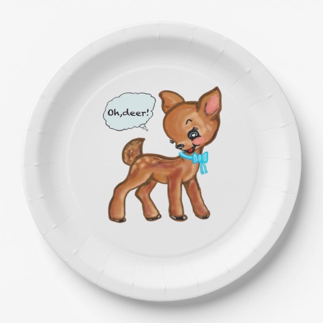 Oh Deer Whimsical Forest Vibe  Paper Plate (Front)