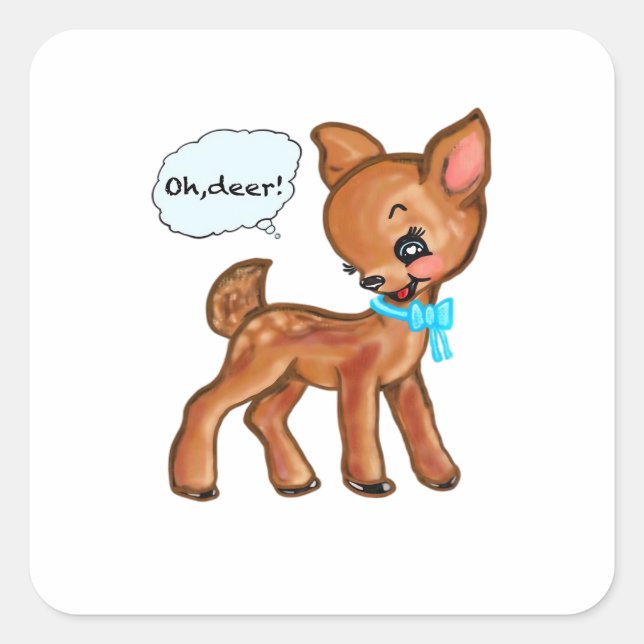 Oh Deer Whimsical Forest Vibe  Square Sticker (Front)