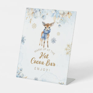 Oh Deer Winter Baby Boy Shower Cocoa Bar Pedestal Sign