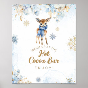 Oh Deer Winter Baby Boy Shower Cocoa Bar Poster