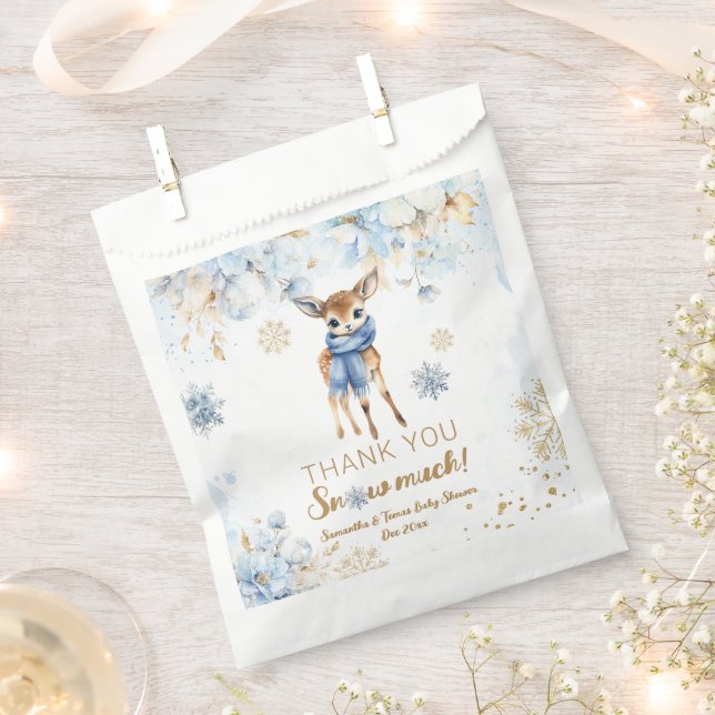 Oh Deer Winter Baby Boy Shower Favour Bags (Clipped)