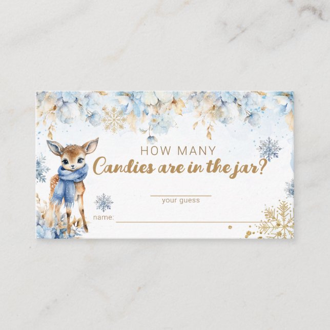 Oh Deer Winter Baby Boy Shower how many candnies Enclosure Card (Front)