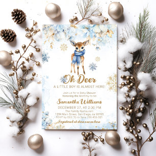 Oh Deer Winter Baby Boy Shower Invitation