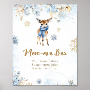 Oh Deer Winter Baby Boy Shower Mum-osa Bar Poster