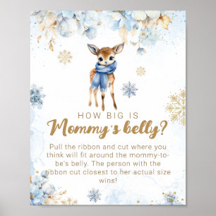 Oh Deer Winter Baby Boy Shower Mummy's Belly Game Poster