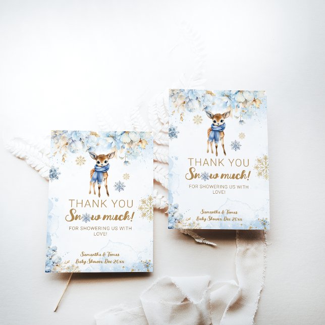 Oh Deer Winter Baby Boy Shower Thank You Card (Creator Uploaded)