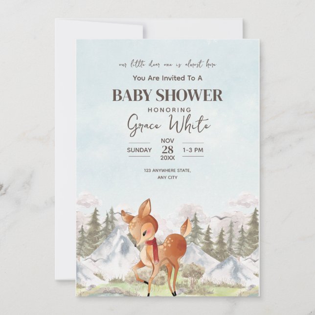  Oh Deer winter Baby Shower Woodland Baby Shower  Invitation (Front)