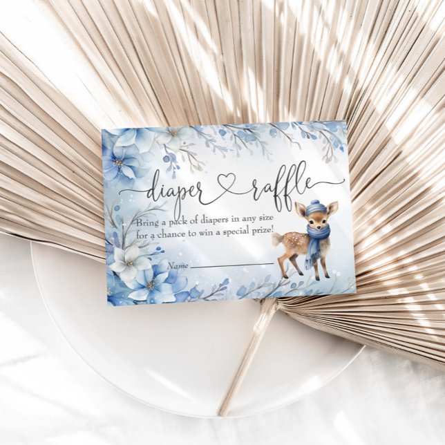 Oh Deer Winter Boy Baby Shower Diaper Raffle Enclosure Card (Creator Uploaded)