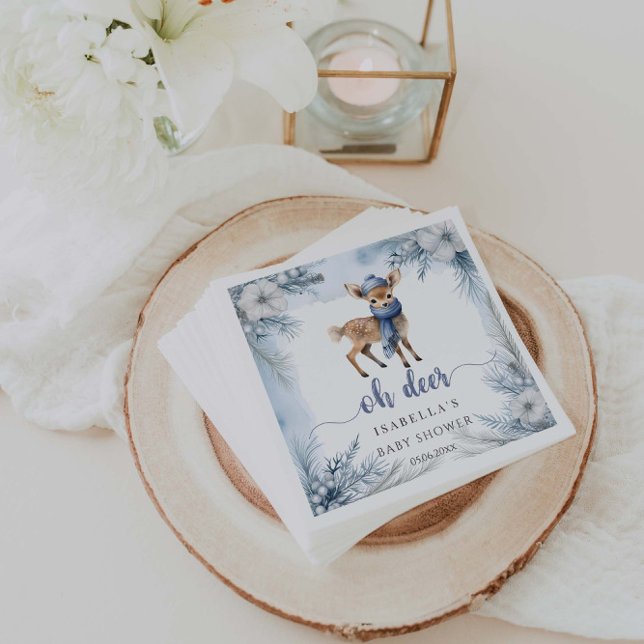Oh Deer Winter Boy Baby Shower Napkins (Creator Uploaded)