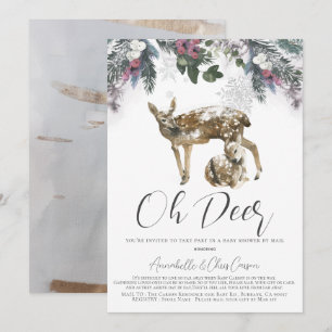 Oh Deer Winter Foliage Baby Shower by Mail Invitation