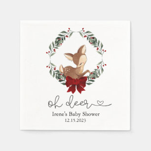 Oh Deer Winter Greenery Baby Shower Napkin