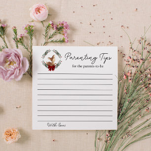 Oh Deer Winter Greenery Baby Shower Parents Tips Card