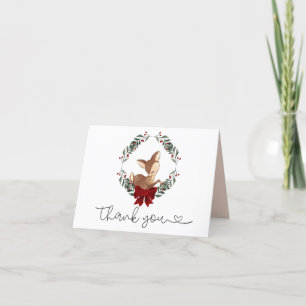Oh Deer Winter Greenery Baby Shower Thank You Card