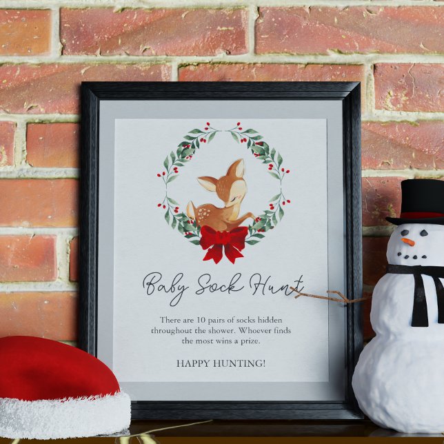Oh Deer Winter Greenery Baby Sock Hunt Game  Poster (Creator Uploaded)