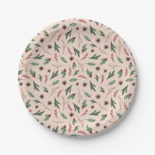 Oh Deer Winter Greenery Cream Baby Shower Paper Plate