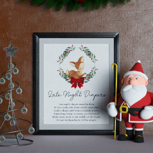 Oh Deer Winter Greenery Late Night Diapers Game Poster