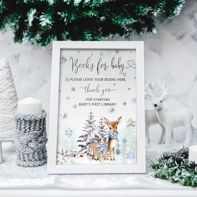 Oh Deer Winter Woodland Baby Boy Shower Books Poster (Creator Uploaded)