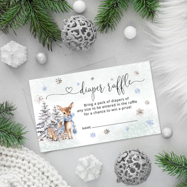 Oh Deer Winter Woodland Baby Shower Diaper Raffle Enclosure Card (Creator Uploaded)