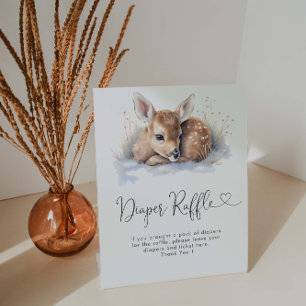 Oh Deer Winter Woodland Baby Shower Diaper Raffle Pedestal Sign