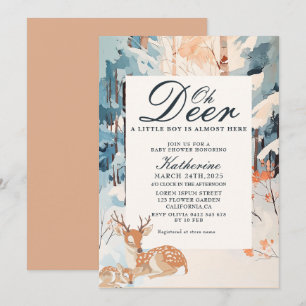 Oh Deer Winter Woodland Snowy Forest baby shower Invitation