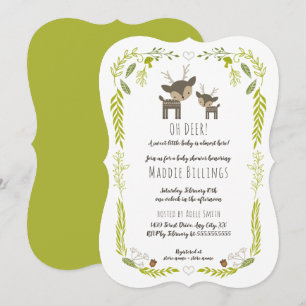 Oh Deer woodland animal neutral gender baby shower Invitation