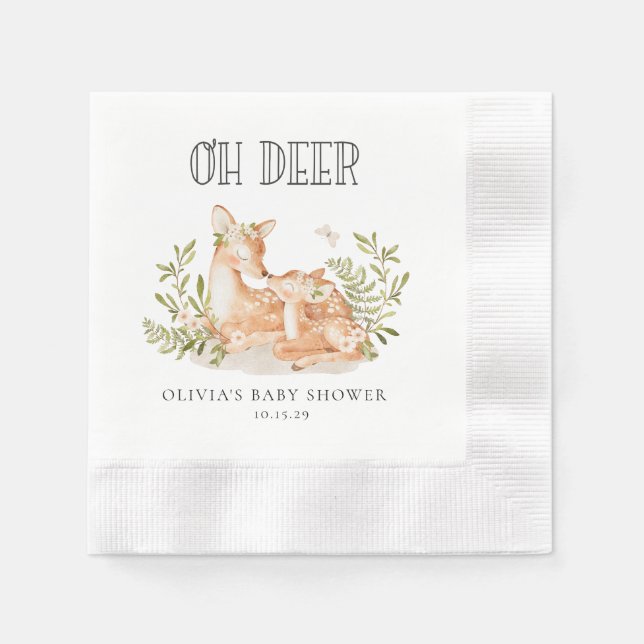 Oh Deer Woodland Animals Bridal Shower  Napkin (Front)