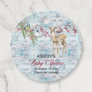Oh Deer Woodland Animals Winter Boy Baby Shower  Favour Tags