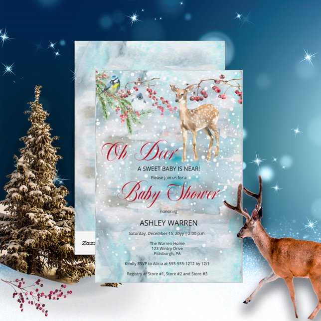 Oh Deer Woodland Animals Winter Boy Baby Shower Invitation (Creator Uploaded)