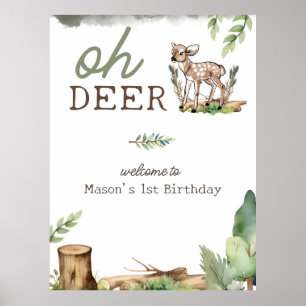 Oh Deer Woodland Baby Deer Birthday Welcome Sign