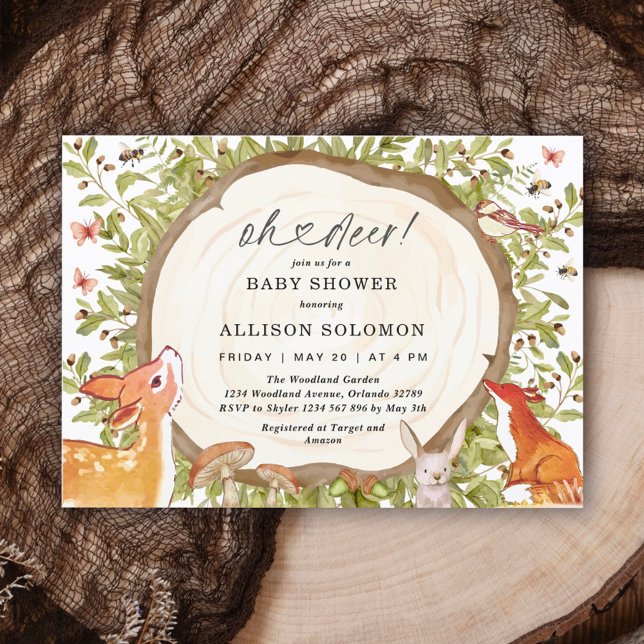 Oh Deer Woodland Baby Shower Forest Animal Invitation (Creator Uploaded)