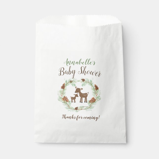 Oh Deer Woodland Baby Shower Party Favour Bags (Front)