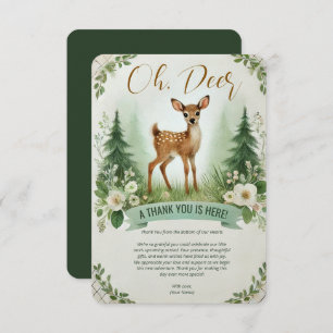 Oh, Deer! Woodland Baby Shower Party Thank You Card
