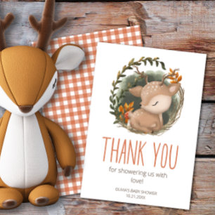 Oh Deer Woodland baby shower thank you Card