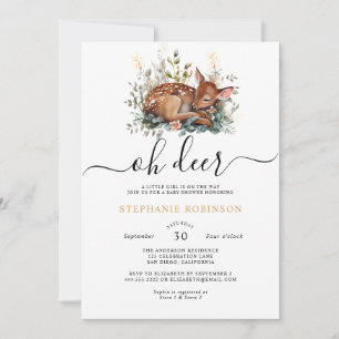 Oh Deer Woodland Forest Baby Shower Invitation