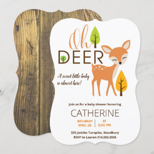 Oh Deer Woodland Forest Baby Shower Invitation
