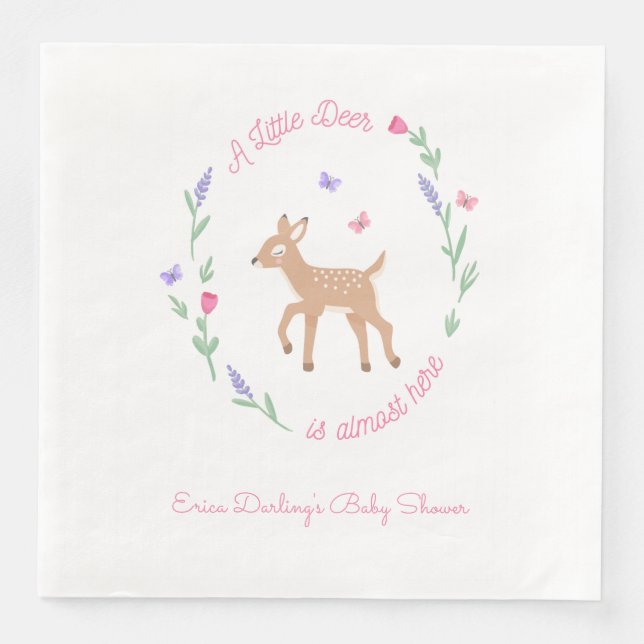 Oh Deer Woodland Theme Baby Shower Napkin (Front)
