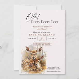 Oh Deery Deery Deer Triplets Baby Shower Invitation