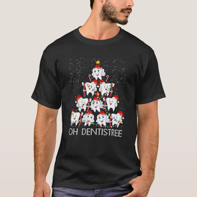 Oh Dentistree Christmas Tree Merry Christmas Denti T-Shirt (Front)