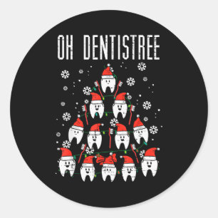 Oh Dentistree Christmas Tree Teeth Dentistry Denta Classic Round Sticker