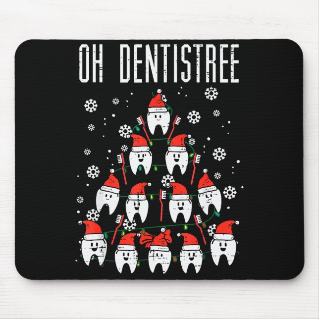 Oh Dentistree Christmas Tree Teeth Dentistry Denta Mouse Mat (Front)