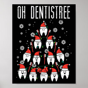 Oh Dentistree Christmas Tree Teeth Dentistry Denta Poster