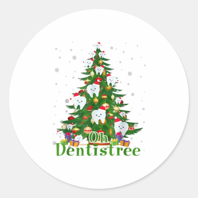 Oh Dentistree Dentist Dental Cute Tooth Classic Round Sticker (Front)