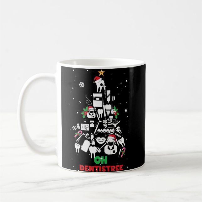 Oh Dentistree Dentist Dental Teeth Christmas Tree Coffee Mug (Left)
