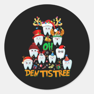 Oh Dentistree Fun Christmas Tree Dental Hygiene Xm Classic Round Sticker