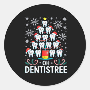 Oh Dentistree - Funny Christmas Tree Dental Hygien Classic Round Sticker