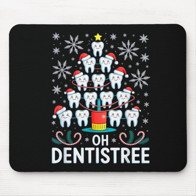 Oh Dentistree - Funny Christmas Tree Dental Hygien Mouse Mat (Front)