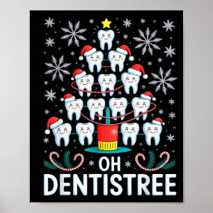 Oh Dentistree - Funny Christmas Tree Dental Hygien Poster