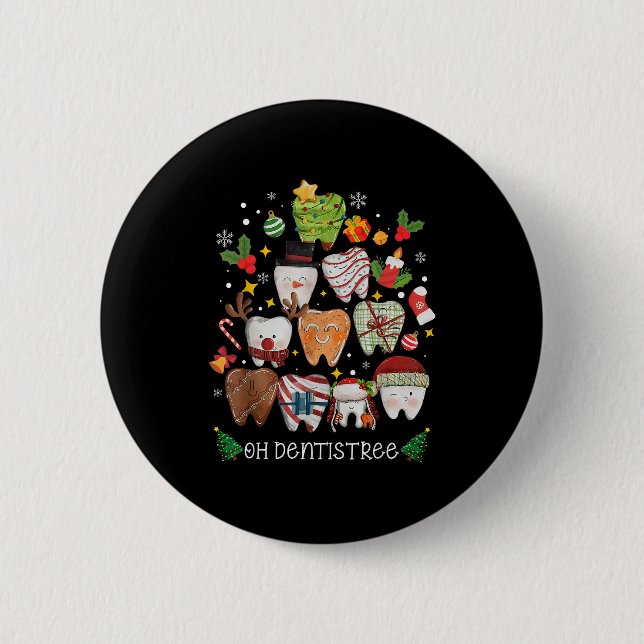 Oh Dentistree Merry Christmas Dental Funny Teeth T 6 Cm Round Badge (Front)