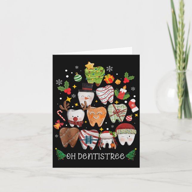 Oh Dentistree Merry Christmas Dental Funny Teeth T Card (Front)