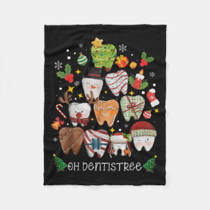 Oh Dentistree Merry Christmas Dental Funny Teeth T Fleece Blanket